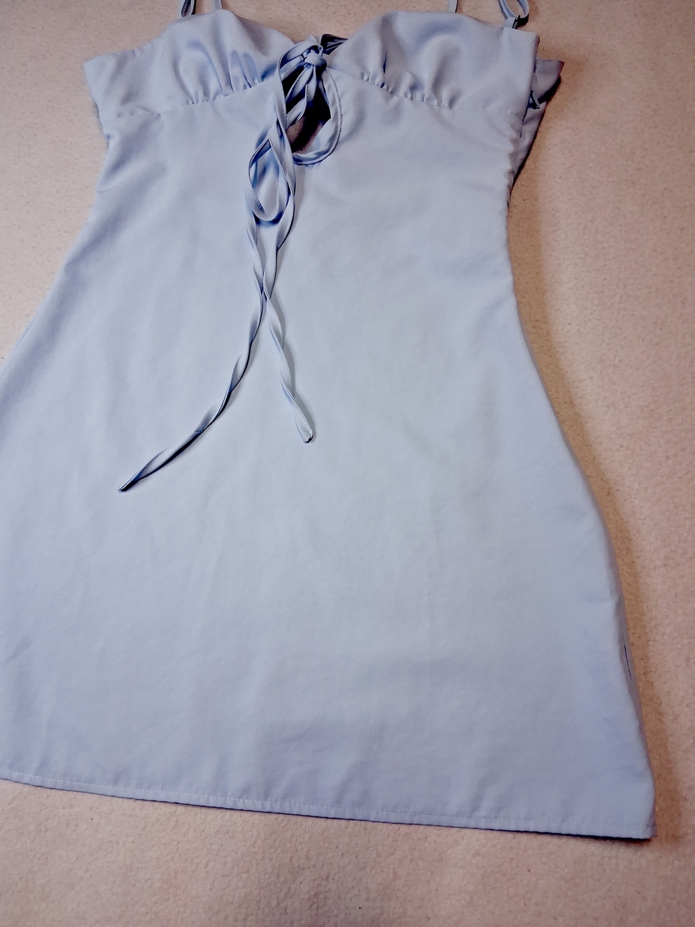 Light Blue Lace-Up Slip Dress - Picture 2 of 6